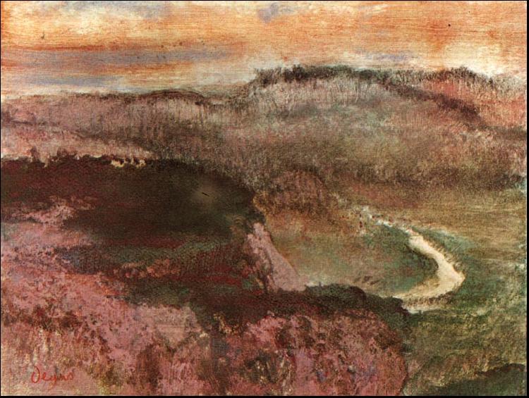 Landscape with Hills, Edgar Degas